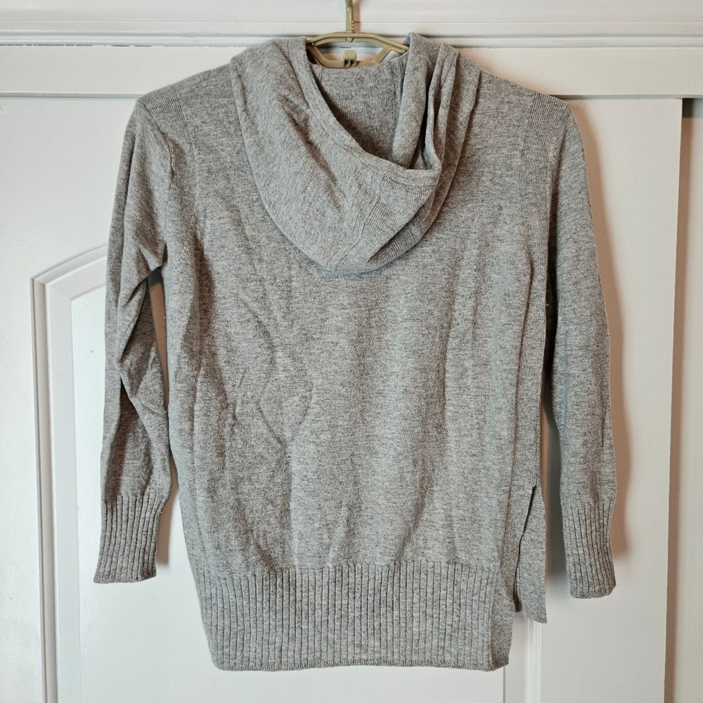 Banana Republic Sweatshirt Medium Gray Italian Merino Wool Blend Hooded Sweater - Picture 2 of 7